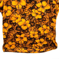 60's コットン アロハ ポロシャツ ハイビスカス柄 ゴールド Size L相当 瑞穂店