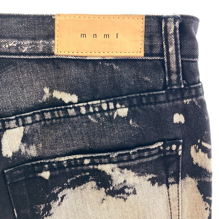 mnml ミニマル 裾ジップ ブリーチ ダメージデニム ブラック size28 瑞穂店
