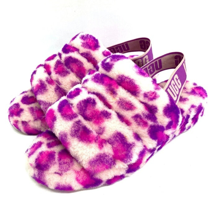 UGG アグ 1117153 Fluff Yeah Slide Leopard フラッフ イヤー スライド レオパード サンダル パープル size24cm 瑞穂店