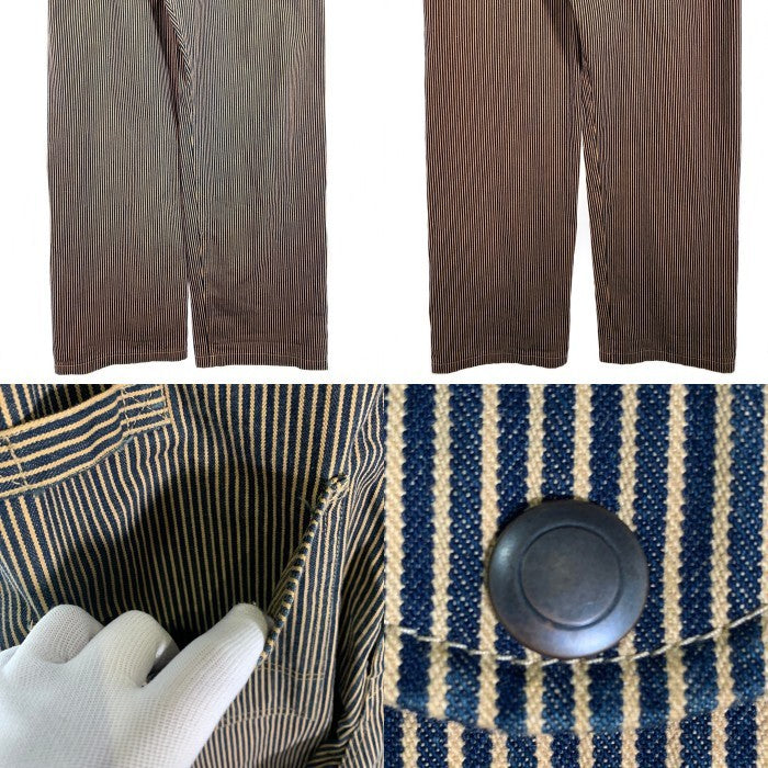 AT-DIRTY アットダーティー ヒッコリーストライプ オーバーオール ブラウン CKS1015 Size L 福生店