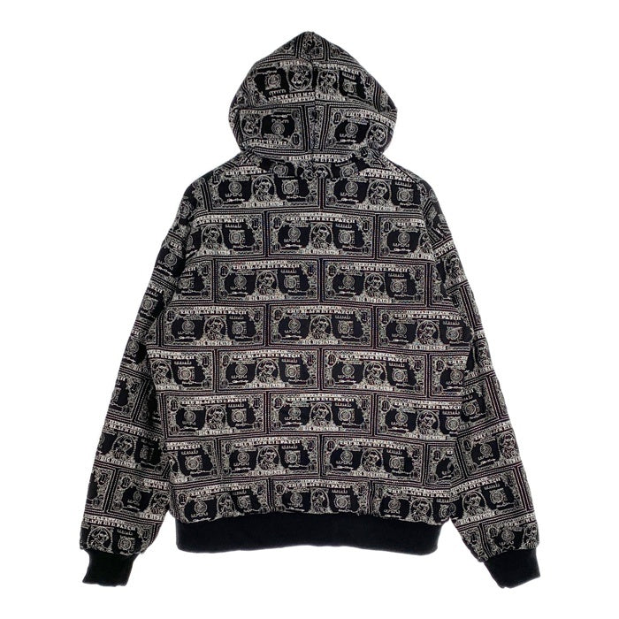 THE BLACK EYE PATCH ブラックアイパッチ DOLLAR BILL COVERED ZIP HOODIE ジップアップパーカー 内サーマル ブラック Size L 福生店