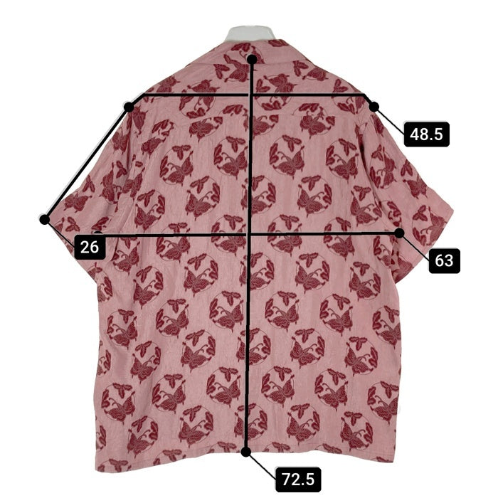 Needles ニードルズ MR240 S/S One-Up Shirt Papillon オープンカラーシャツ パピヨン柄 ジャガード織 ピンク sizeL 瑞穂店