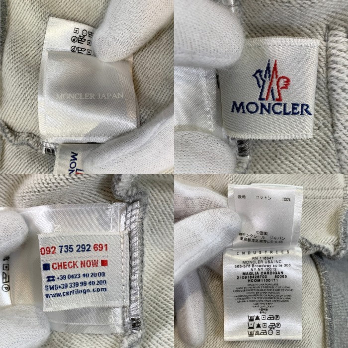 MONCLER モンクレール MAGLIA CARDIGAN ジップアップ スウェットパーカー グレー トリコロールライン ワッペン Size M 福生店