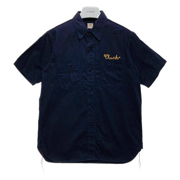 SUGAR CANE シュガーケーン ヘリンボーン ワークシャツ 半袖 ネイビー Size L 瑞穂店