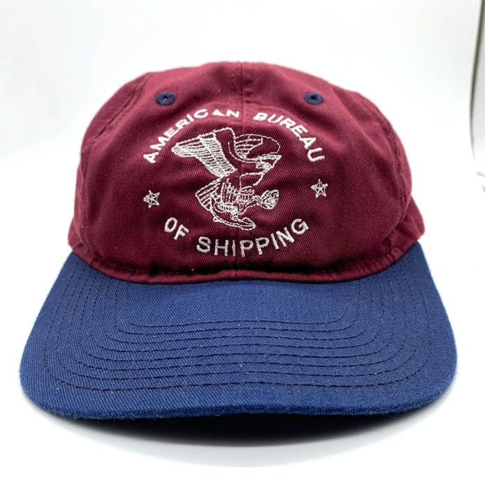 90`s AMERICAN BUREAU OF SHIPPING OWNCO 企業 ツートーン 6パネル キャップ バーガンディー ネイビー USA製 福生店