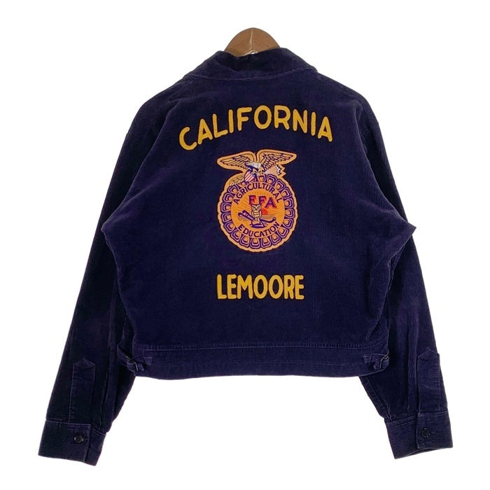 70`s NATIONAL FFA コーデュロイ ファーマーズジャケット ジップアップ ネイビー ワッペン 短丈 Size 44 福生店