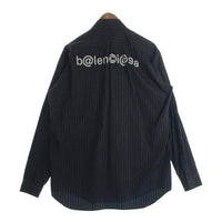 BALENCIAGA バレンシアガ バックロゴ ストライプオーバーシャツ ブラック 621924 Size 38 福生店