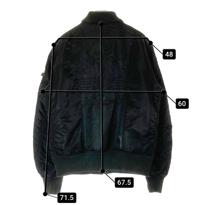 ALPHA INDUSTRIES アルファインダストリーズ TA0114-001 同色ワッペン刺繍 MA-1 フライトジャケット ブラック sizeXL 瑞穂店