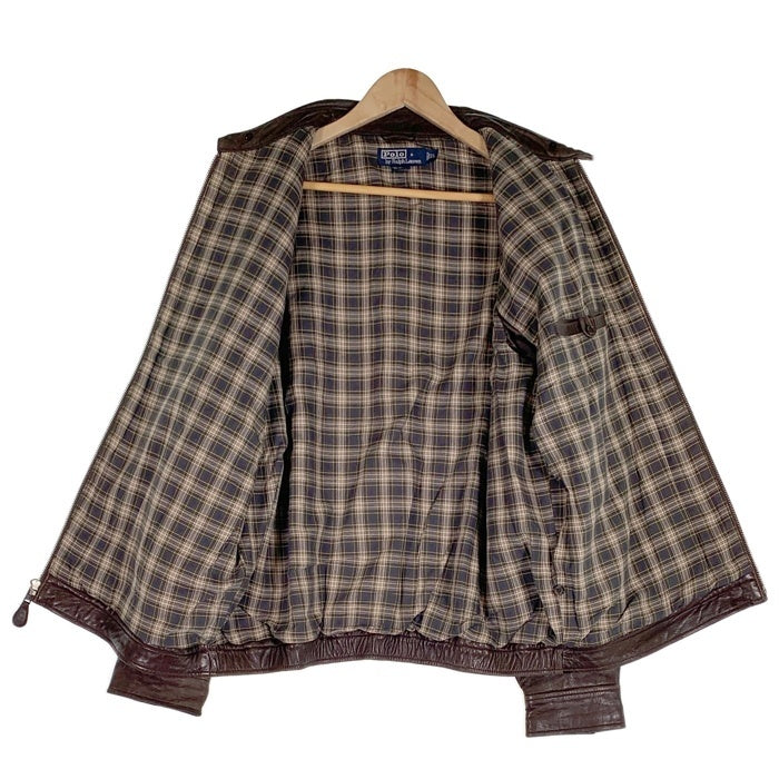 90's Polo by Ralph Lauren ポロバイラルフローレン Genuine Leather Jacket ラムレザー ジャケット ブラウン Size XL 福生店