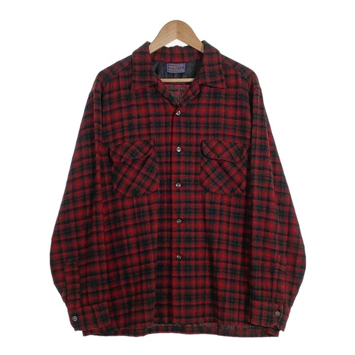 50's PENDLETON ペンドルトン Board Shirts ボードシャツ オンブレチェック ウール レッド ブラック シャドー Size XL 福生店