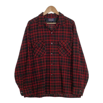 50's PENDLETON ペンドルトン Board Shirts ボードシャツ オンブレチェック ウール レッド ブラック シャドー Size XL 福生店