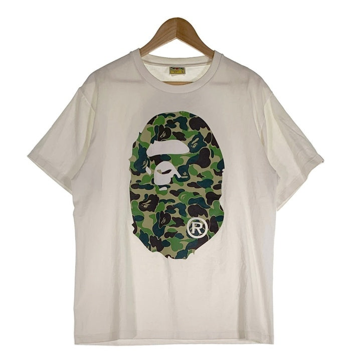 A BATHING APE アベイシングエイプ ABC CAMO BIG HEAD TEE カモ ビッグヘッド プリントTシャツ ホワイト Size L 福生店