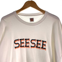 SEE SEE シーシー SUPER BIG ROUND LONG-SLEEVE スーパービッグラウンドロングスリーブ Tシャツ ロゴプリント ホワイト Size L 福生店