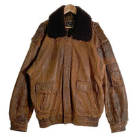 Pierre Bonee ピエールボーン 襟ボア レザーフライトジャケット ブラウン Size 4L 福生店