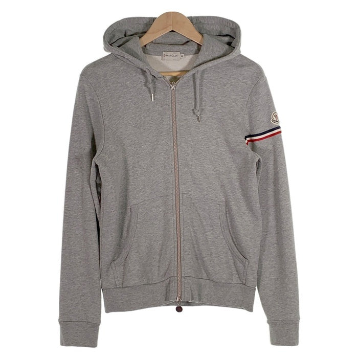 MONCLER モンクレール MAGLIA CARDIGAN ジップアップ スウェットパーカー グレー トリコロールライン ワッペン Size M 福生店