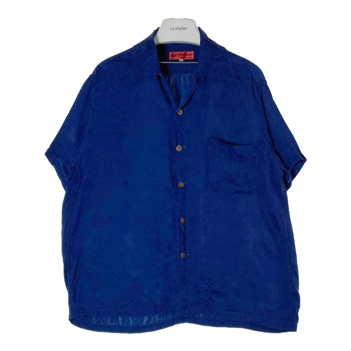 EVISU エヴィス ジャガード織 和柄 レーヨン オープンカラー アロハシャツ ブルー size40 瑞穂店
