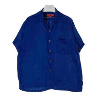 EVISU エヴィス ジャガード織 和柄 レーヨン オープンカラー アロハシャツ ブルー size40 瑞穂店