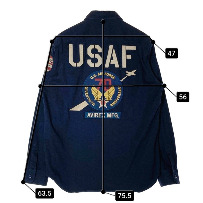 AVIREX アヴィレックス 6175148 USAF 70th ANNIVERSARY ミリタリーシャツ ネイビー sizeL 瑞穂店
