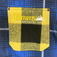 TOMMY JEANS トミージーンズ MIX PLAID JACKET チェック柄 フード付きボタンジャケット ブルー sizeS 瑞穂店