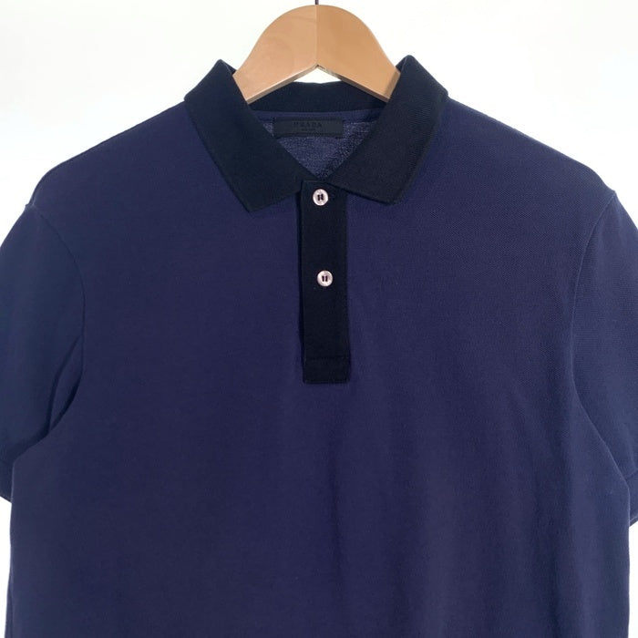 PRADA SPORT プラダスポーツ 鹿の子 ポロシャツ 半袖 ネイビー ブラック SJ888 2014 Size M 福生店