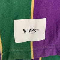 WTAPS ダブルタップス 21AW PEACE LS / COTTON ストライプ ロングスリーブTシャツ 刺繍 グリーン パープル 212ATDT-CSM35 Size 02 福生店