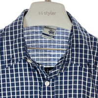 STUSSY ステューシー  銀タグ USA製 ボタンダウン 半袖 チェックシャツ ブルー sizeL 瑞穂店