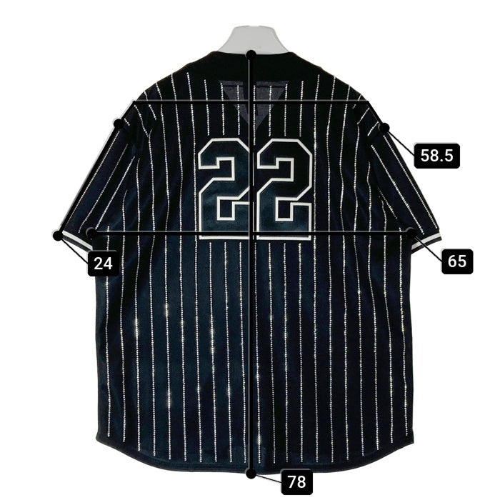 Supreme シュプリーム 22SS Rhinestone Stripe Baseball Jersey ラインストーン ベースボールシャツ ブラック sizeL 瑞穂店