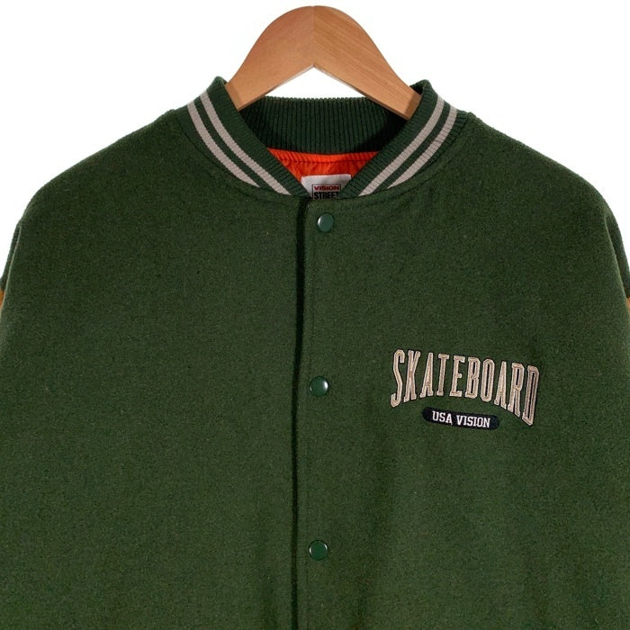 VISION STREET WEAR ヴィジョン ストリートウェアー スタジアムジャケット スタジャン グリーン キャメル1905008-T Size M 福生店