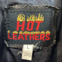 HOT LEATHERS ホットレザー USAワッペン 星条旗 シングル ライダースジャケット ブラック sizeL 瑞穂店