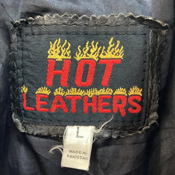 HOT LEATHERS ホットレザー USAワッペン 星条旗 シングル ライダースジャケット ブラック sizeL 瑞穂店