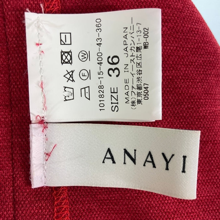 ANAYI アナイ フレンチスリーブ ワンピース ノースリーブ レッド size36 瑞穂店