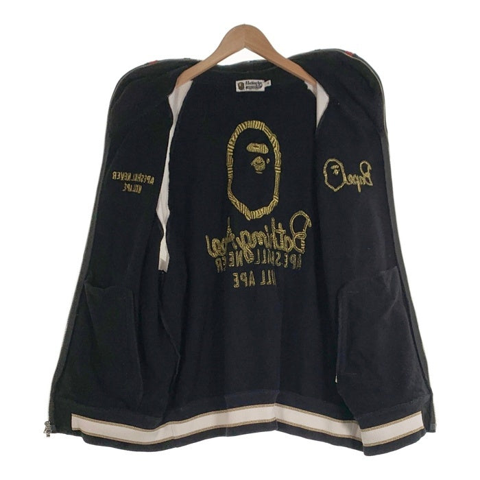 A BATHING APE ア ベイシング エイプ Souvenir Shark Zip Hoodie スーベニア シャーク ジップ パーカー フーディー ブラック ホワイト 001ZPK301308M Size XL 福生店