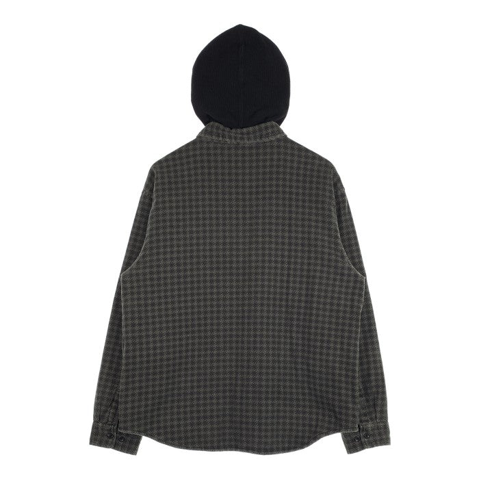 SUPREME シュプリーム 22AW Houndstooth Flannel Hooded Shirt ハウンズトゥース フランネル フーデッドシャツ ブラック 内サーマル Size M 福生店