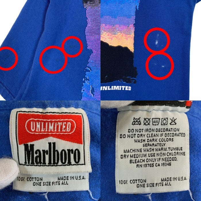90's Marlboro マールボロ コヨーテバックプリント ポケットTシャツ ブルー Size F (XL相当) 福生店