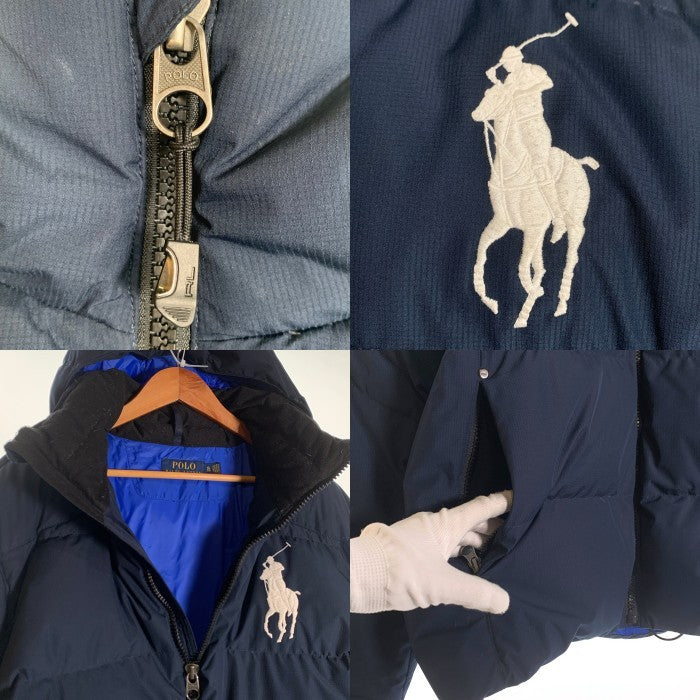 POLO RALPH LAUREN ポロ ラルフローレン ビッグポニー ダウンジャケット フード ネイビー Size XL 福生店