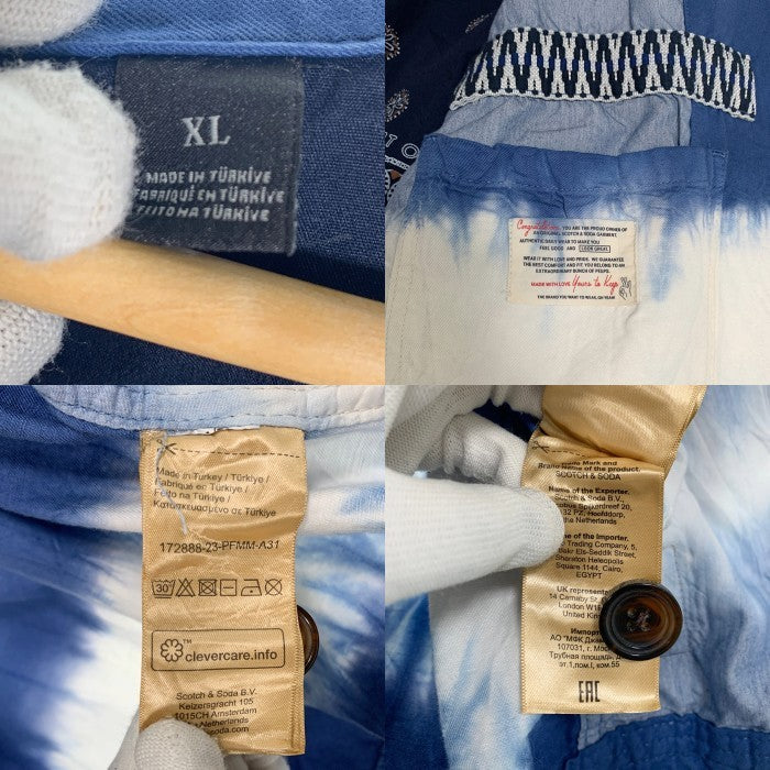 SCOTCH&SODA スコッチアンドソーダ コットン リネン タイダイ ジャケット ブルー ホワイト 172888-23-PFMM-A31 Size XL 福生店