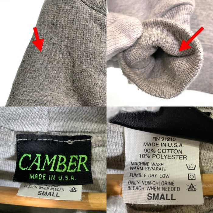 CAMBER キャンバー DOUBLE THICK PULLOVER HOODED 24oz プルオーバースウェットパーカー スナップボタン グレー USA製 Size S 福生店