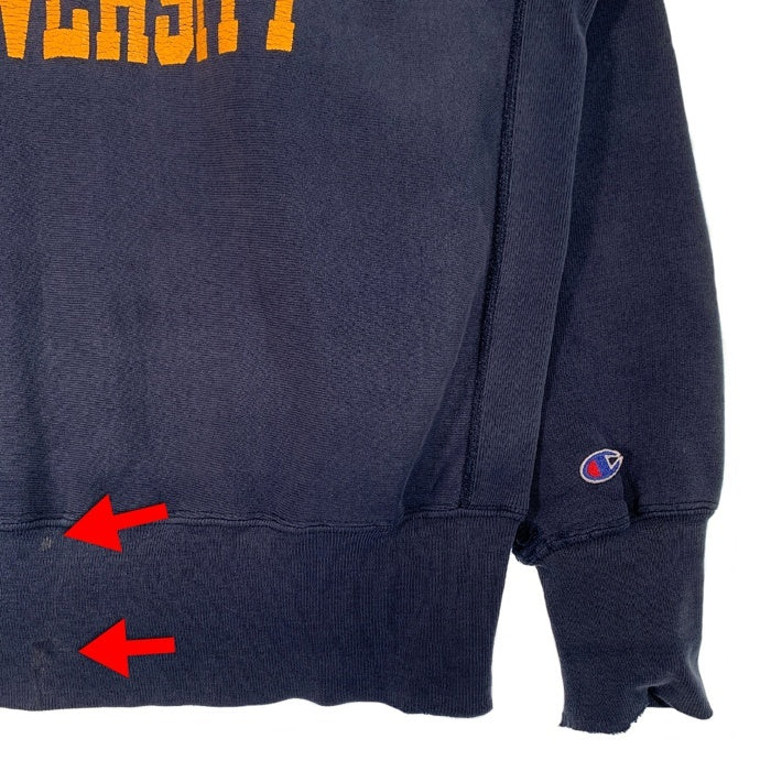 90's Champion チャンピオン WEST CHESTER UNIVERSITY リバースウィーブ カレッジ クルーネックスウェットトレーナー ネイビー 刺繡タグ Size L 福生店