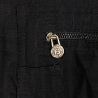 FENDI JEANS フェンディ ズッカ柄 ジップアップ シャツジャケット リネン混 ブラック レディース 22.544830 Size 42 福生店