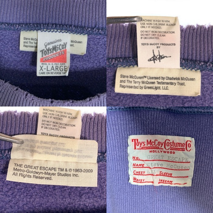 Toys McCOY トイズマッコイ steve Mcqueen スティーブ マックイーン 大脱走 クルーネックスウェット パープル GREAT ESCAPE Size XL 福生店