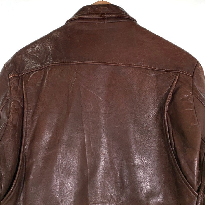 70's~ Schott ショット レザーライダースジャケット ブラウン 襟付 ボアライナー付 USA製 Size 42 福生店