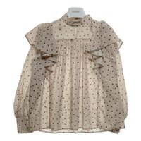 rienda リエンダ フリルショルダードットブラウス ベージュ sizeF 瑞穂店