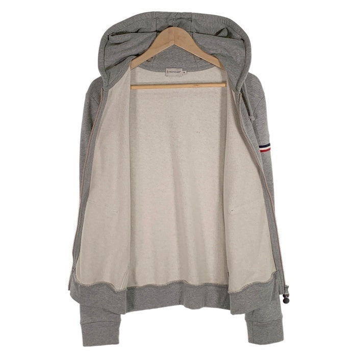 MONCLER モンクレール MAGLIA CARDIGAN ジップアップ スウェットパーカー グレー トリコロールライン ワッペン Size M 福生店