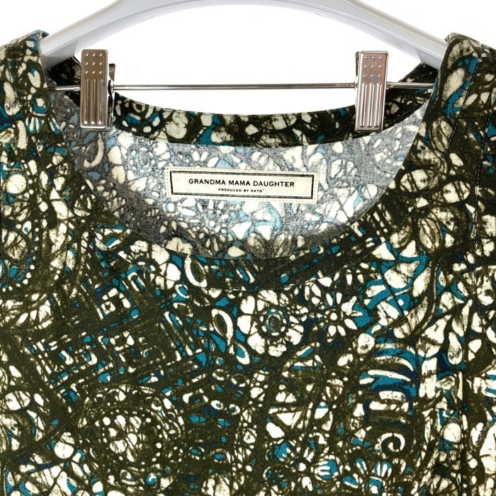 GRANDMA MAMA DAUGHTER グランドママドーター ノースリーブ 総柄 ワンピース グリーン size1 瑞穂店