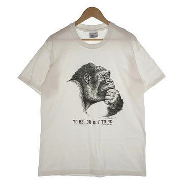 90`s Human-i-Tees アメリカ製 ゴリラ 企業 哲学 半袖 Tシャツ ホワイト Size L 福生店