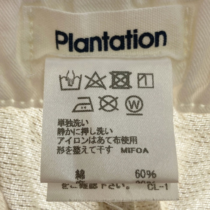 PLANTATION  プランテーション 麻混 ワイドパンツ ホワイト sizeM 瑞穂店