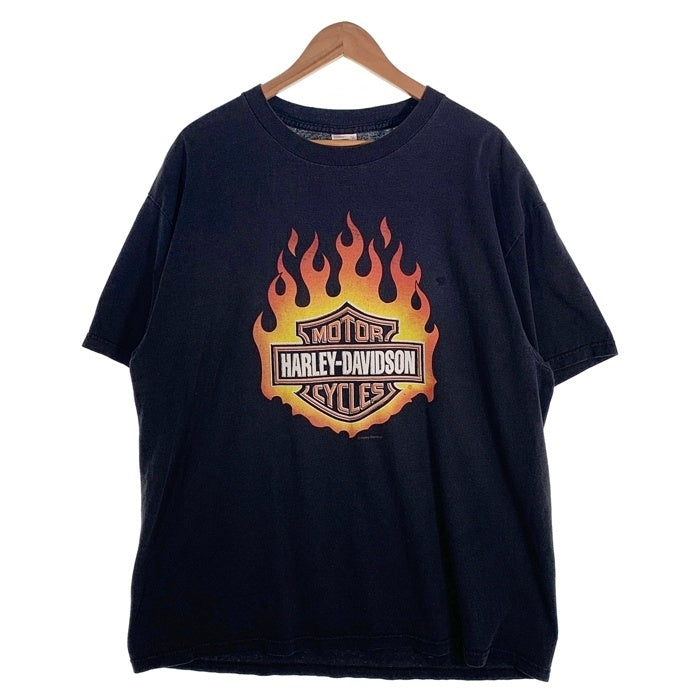 00's Harley-Davidson ハーレーダビッドソン バー&シールド フレイム プリント Tシャツ ブラック DELTA Size XL 福生店