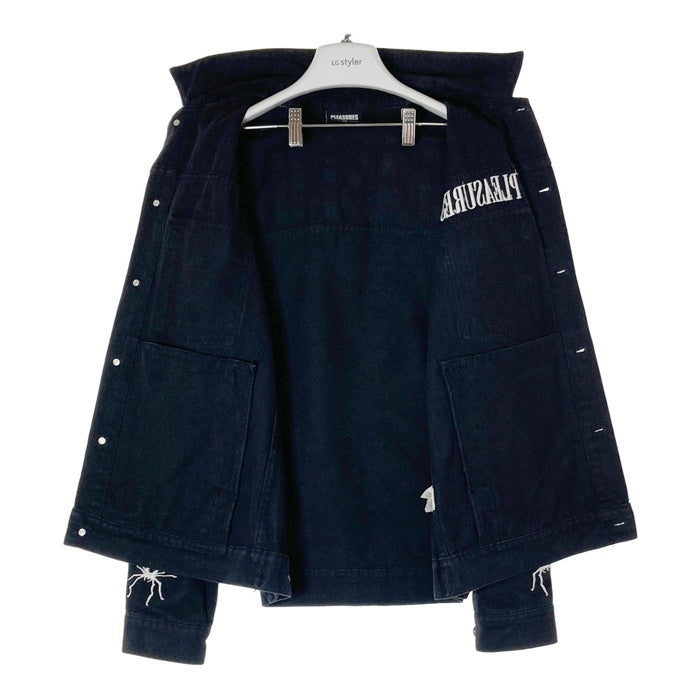 PLEASURES プレジャーズ WEB DENIM JACKET ウェブデニムジャケット 刺繡 プリント ブラック Size S 瑞穂店