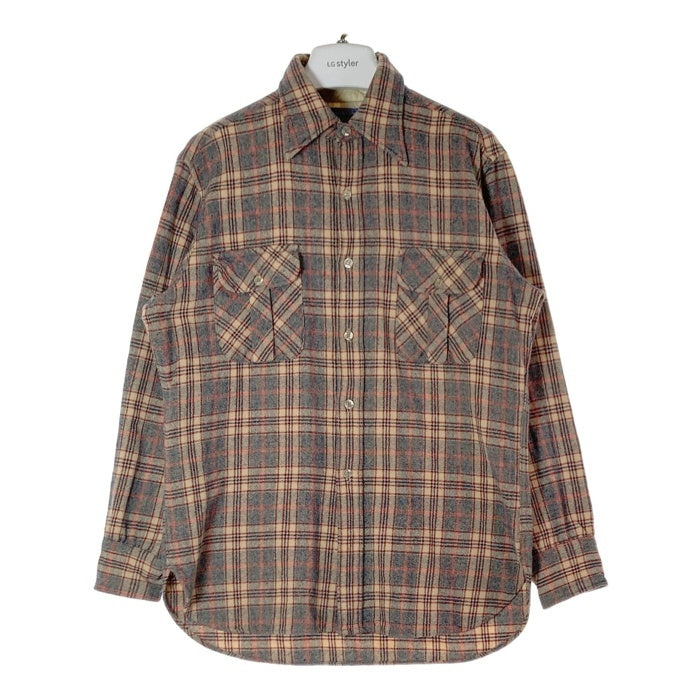 PENDLETON ペンドルトン 70's USA製 ウールシャツ 両ポケット ベージュxブルー sizeL 瑞穂店