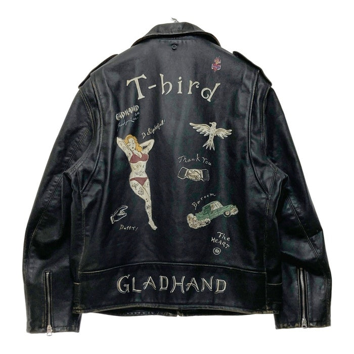 Schott ショット GLAD HAND グラッドハンド ワンスター レザー ダブルライダースジャケット 加工 ハンドペイント ブラック 7659 Size XXL 瑞穂店